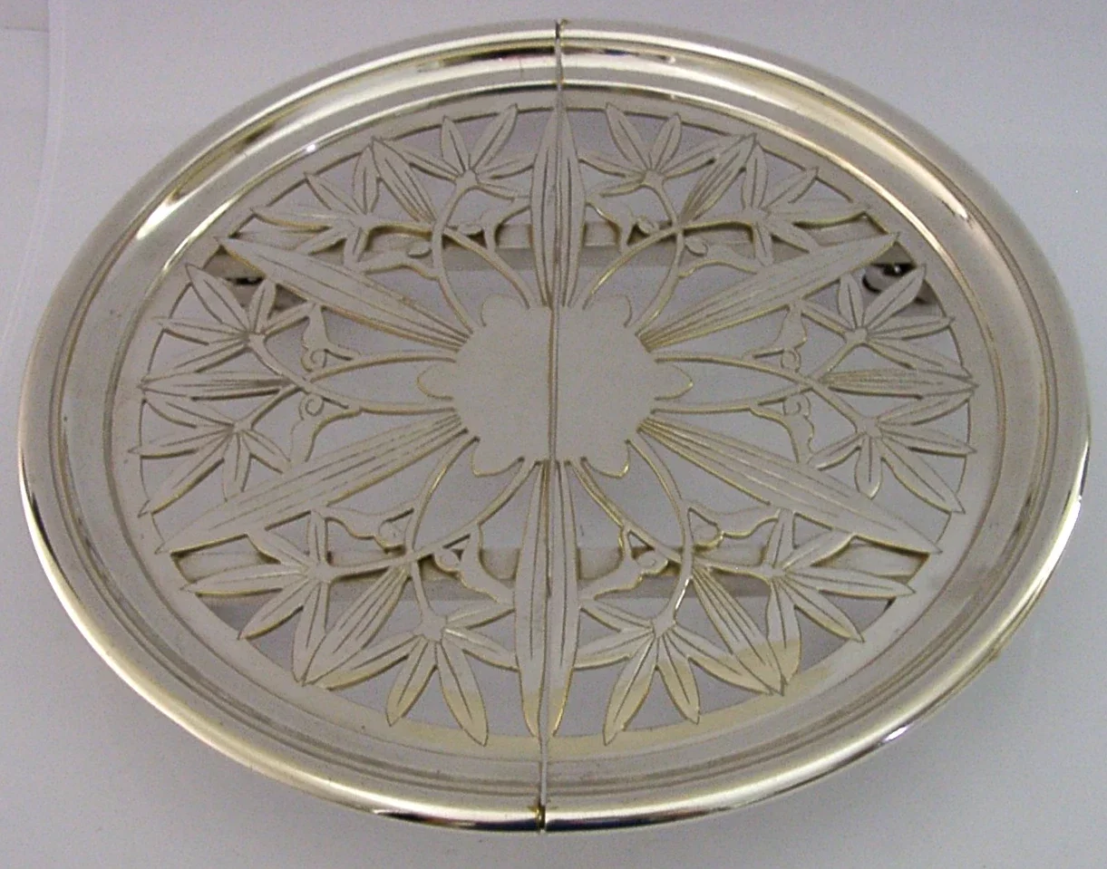 QUALITY CHRISTOFLE EXTENDING SILVER PLATE SERVING DISH STAND ART DECO c1920