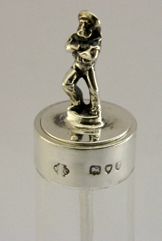 RARE STERLING SILVER SAILOR CAYENNE LAUDANUM BOTTLE & SPOON 1894 ANTIQUE