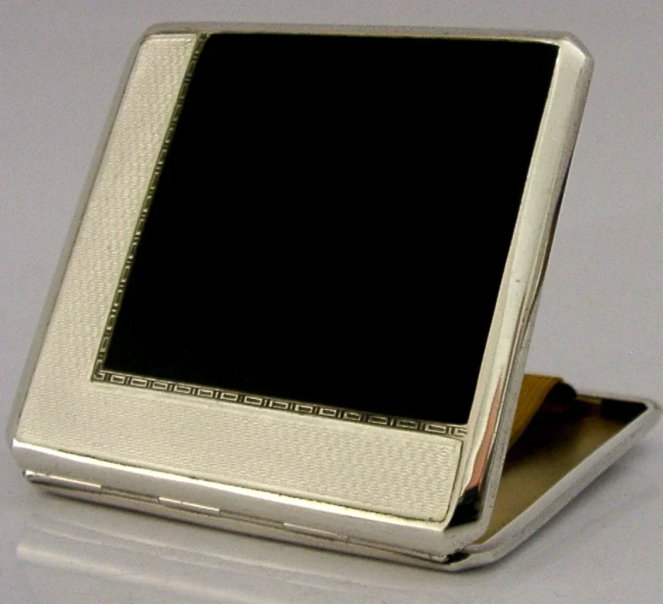 SUPERB STERLING SILVER ENAMEL CIGARETTE CASE 1933 ART DECO ENGLISH ANTIQUE