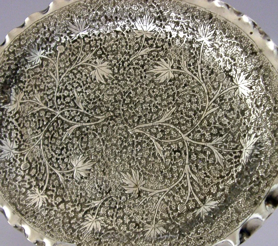 SUPERB 130g ANGLO INDIAN SOLID SILVER DISH PLATE TRAY c1920 ANTIQUE