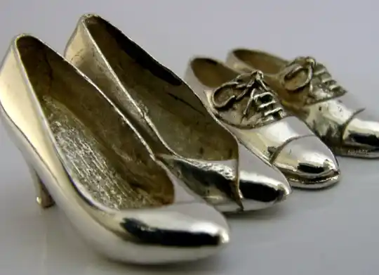 PAIR OF STERLING SILVER HIS & HERS SHOES MENU PLACE CARD HOLDERS 1998