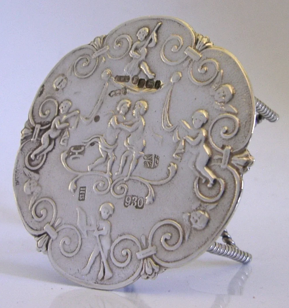 ENGLISH ANTIQUE STERLING SILVER MINIATURE DOLLS HOUSE TOY TABLE 1901