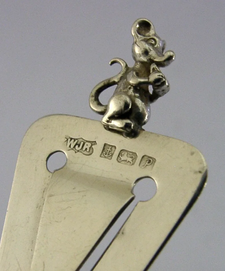 ENGLISH SOLID STERLING SILVER MOUSE BOOKMARK PAGE MAKER 1989 BOXED ANIMAL