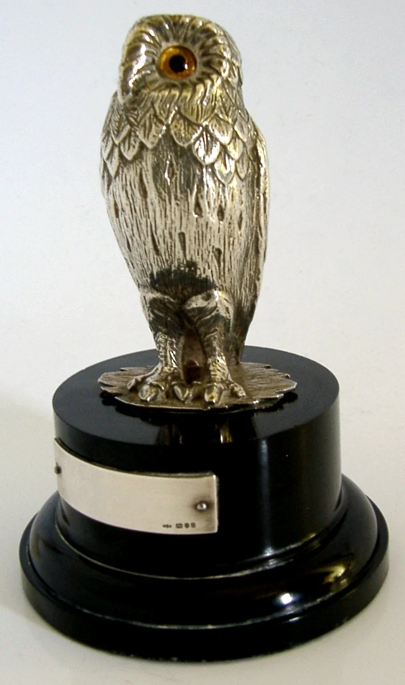 RARE SOLID STERLING SILVER OWL TROPHY FIGURE 1978 ANIMAL 178g BIRD