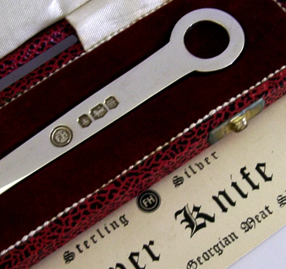 ENGLISH SOLID STERLING SILVER PAPER LETTER ENVELOPE OPENER 1973 CASED