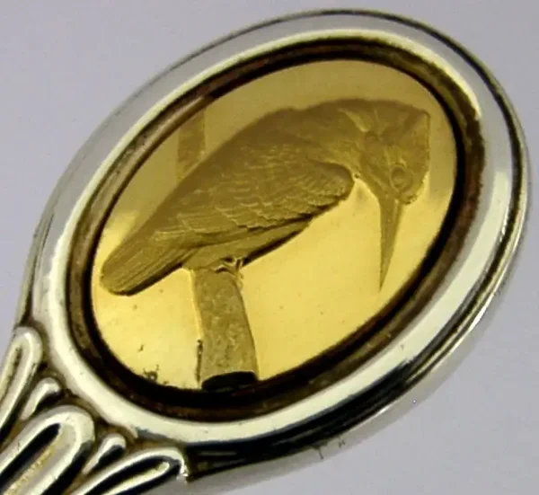 STERLING SILVER KINGFISHER SPOON LONDON 1975 BIRD ANIMAL 27g