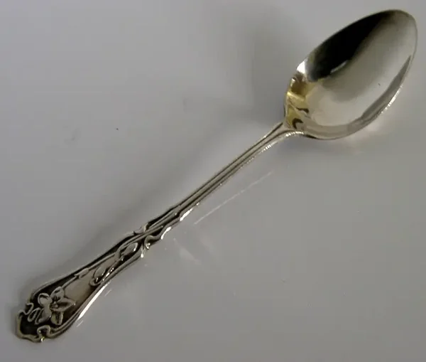 ANTIQUE STERLING SILVER SPOON 1917 ART NOUVEAU FLOWER ENGLISH