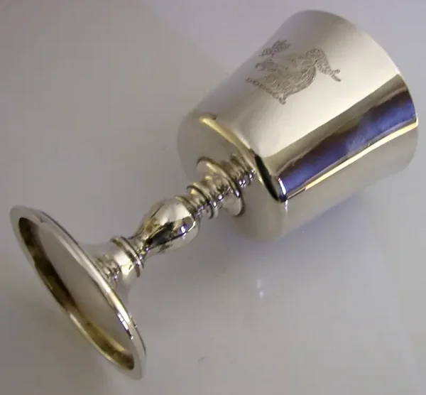 HEAVY 180g SCOTTISH STERLING SILVER HAWES / NAYLOR FAMILY GOAT CREST GOBLET 1978