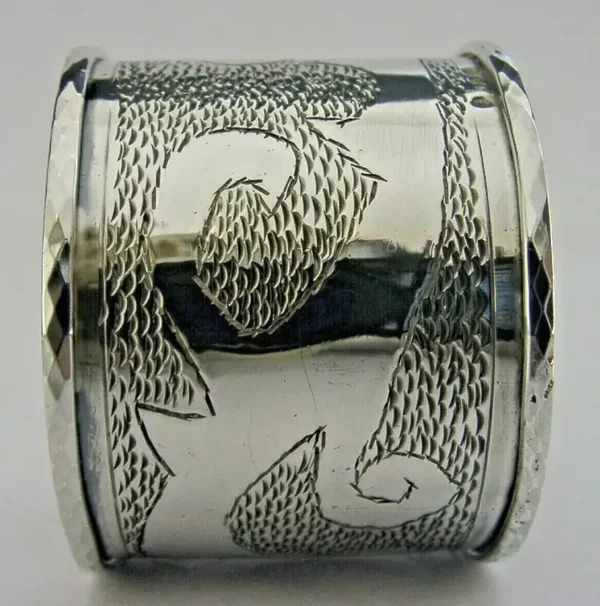 HEAVY ENGLISH SOLID STERLING SILVER NAPKIN RING 1971 MODERNIST HAND MADE 54g