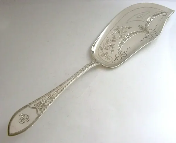 RARE LARGE DANISH SOLID SILVER FISH SERVER SLICE 1911 ANTIQUE 100g ANTIQUE