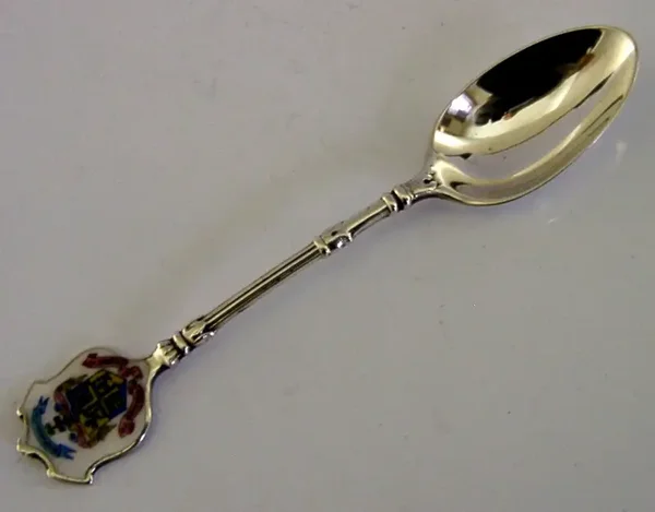 ENGLISH STERLING SILVER ENAMEL BOURNEMOUTH SOUVENIR SPOON 1904 ANTIQUE