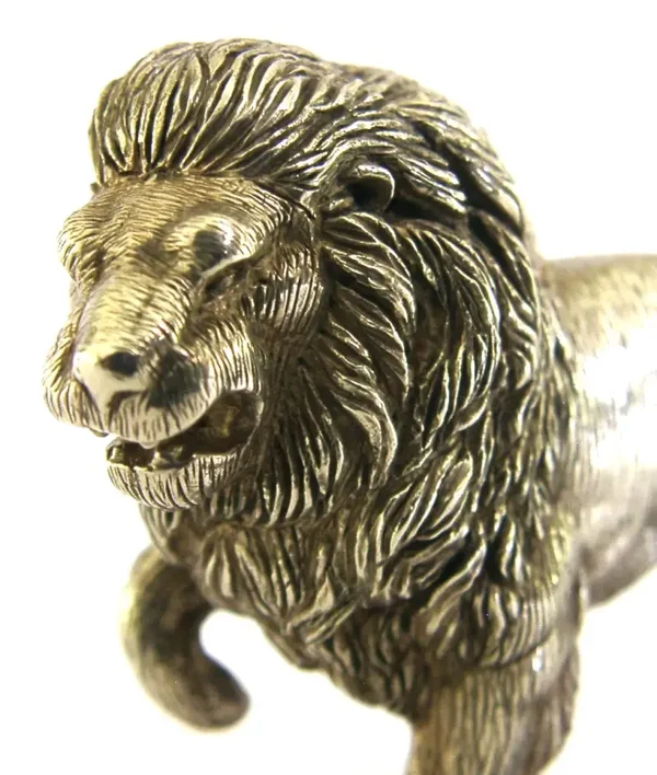 STUNNING 158g PORTUGUESE 833 SOLID SILVER LION ANIMAL c1950