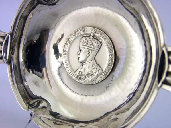 ASPREY STERLING SILVER PLANISHED EDWARD VIII ABDICATED KING QUAICH CUP BOWL 1936