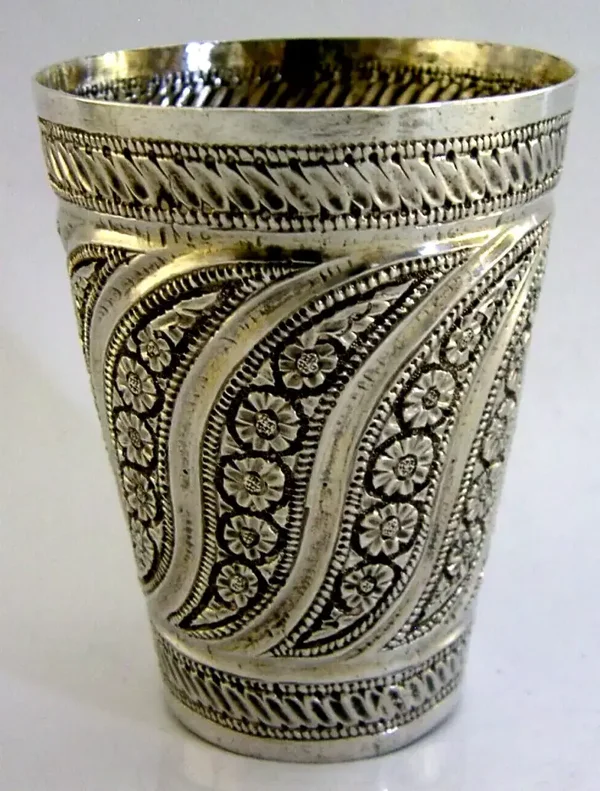 BEAUTIFUL ANGLO INDIAN SOLID SILVER CUP BEAKER c1900 BARWARE ANTIQUE 56g