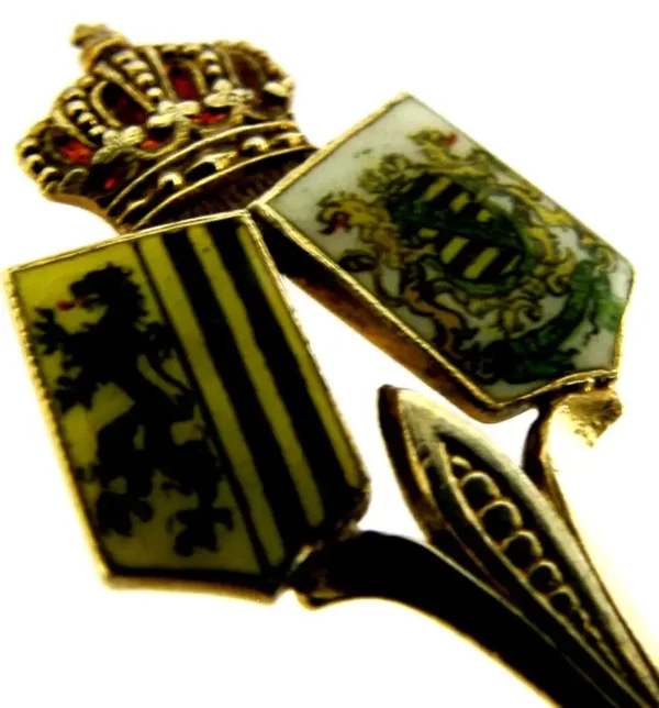 PRETTY 800 DRESDEN SOLID SILVER ENAMEL GERMANY SOUVENIR SPOON ANTIQUE c1910