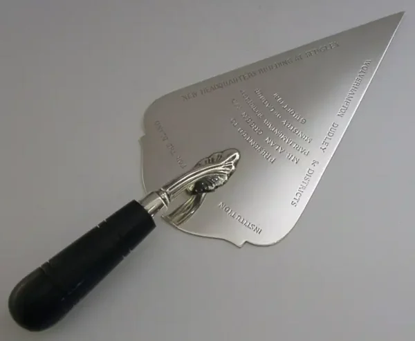 LARGE ENGLISH SOLID STERLING SILVER SEDGLEY BLIND INST PRESENTATION TROWEL 1961