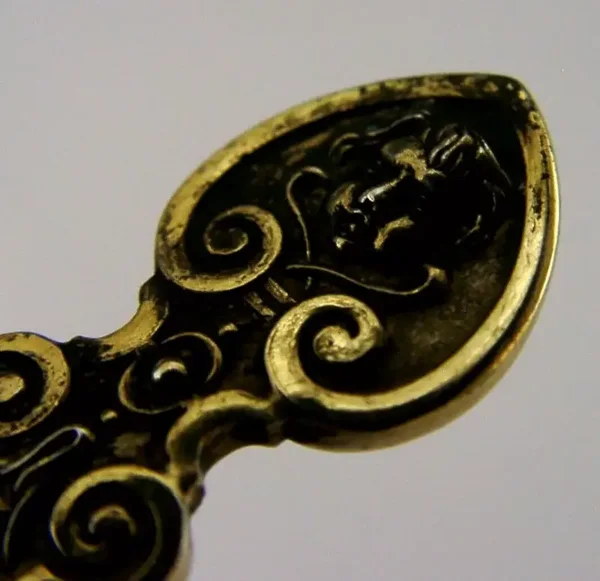 PRETTY GERMAN 800 SOLID SILVER GILT CHERUB SPOON c1900 ANTIQUE