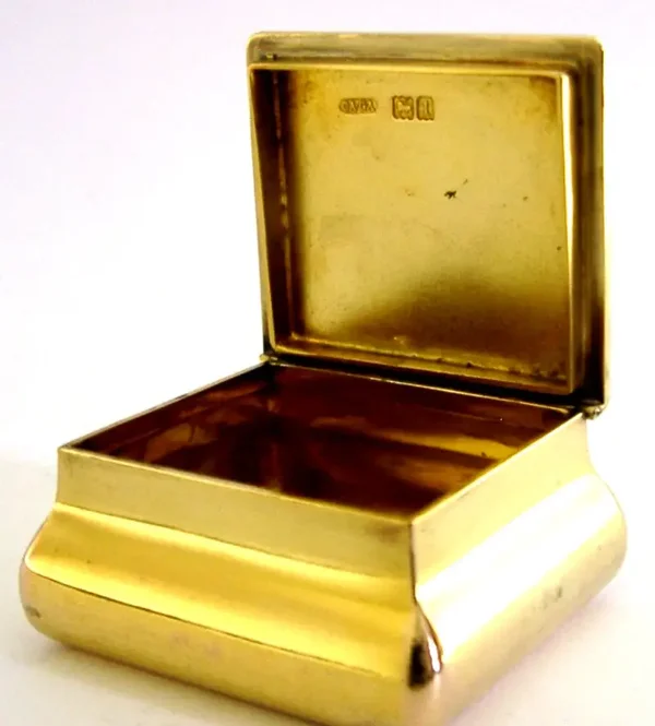 RARE ASPREY ENGLISH SOLID STERLING SILVER GILT TRINKET BOX 1906 ANTIQUE 72g
