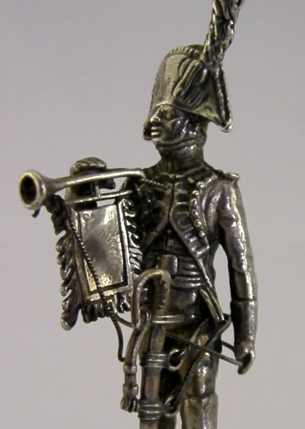 QUALITY 800 SOLID SILVER NAPOLEONIC SOLDIER FIGURE c1970s MILITARY BUGLER 46g