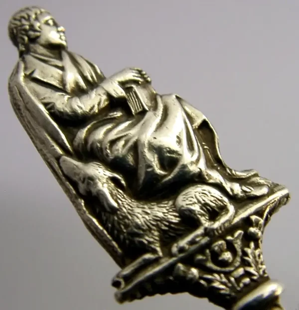 UNUSUAL SIR WALTER SCOTT STERLING SILVER SPOON VICTORIAN ANTIQUE 1891