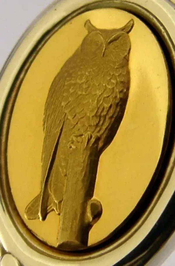 SOLID STERLING SILVER LONG EARED OWL SPOON LONDON 1975 BIRD ANIMAL