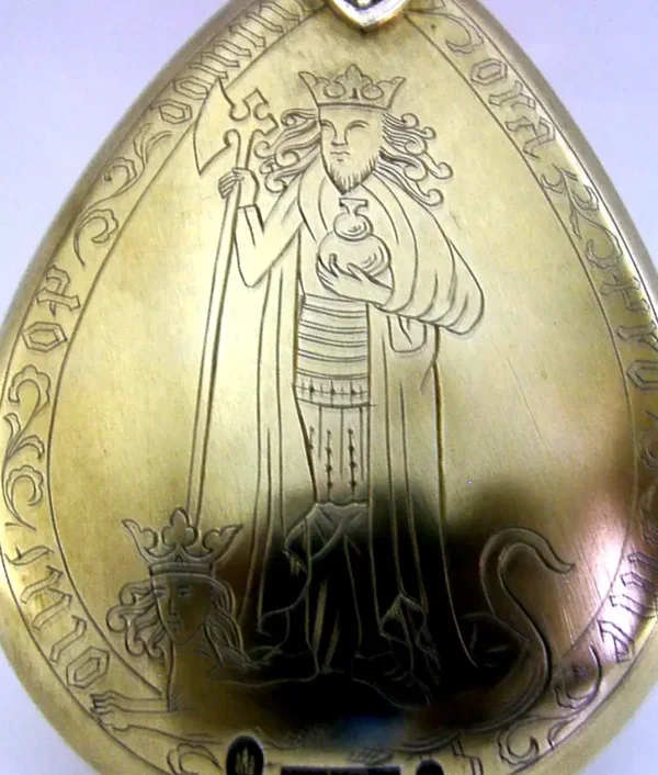 57g RARE DANISH SOLID SILVER GILT KING BAPTISM CHRISTENING SPOON 1897 ANTIQUE