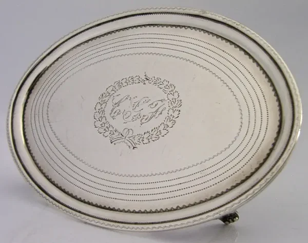 ENGLISH GEORGIAN SOLID STERLING SILVER TEA POT STAND TRAY 1802 ANTIQUE 140g