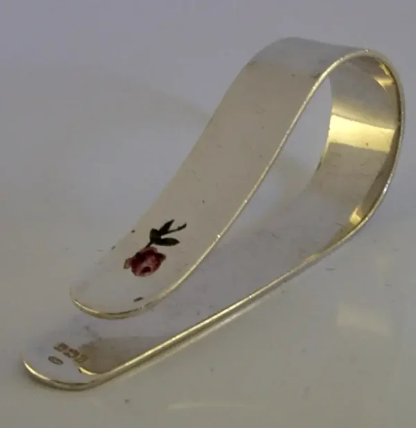 RARE STERLING SILVER ENAMEL ENGLISH ROSE NAPKIN RING 1922