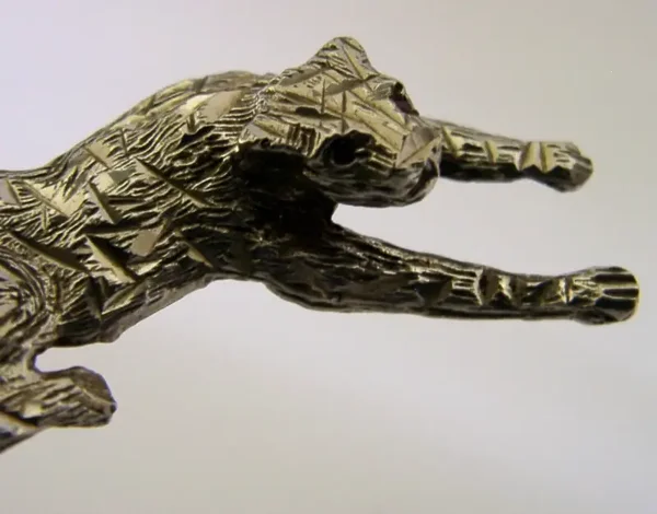 BEAUTIFUL SOLID SILVER & RED GEM STONE CAT PANTHER BROOCH c1980 ANIMAL 6g
