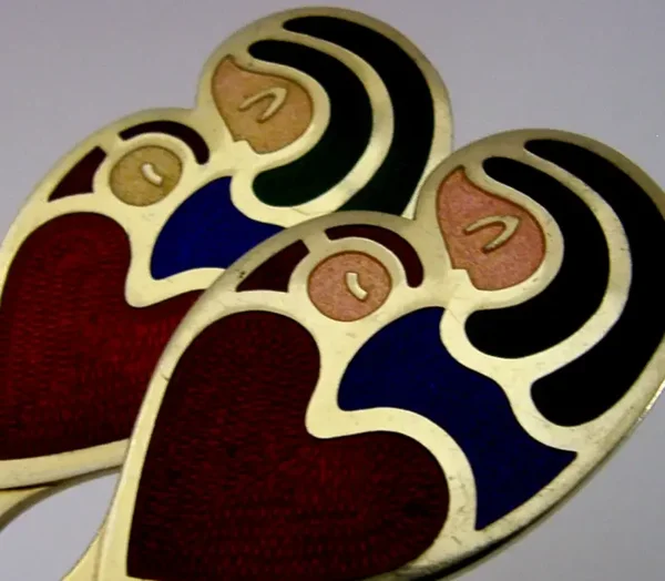 DANISH STERLING SILVER ENAMEL CHRISTMAS FORK & SPOON SET 1968 90g