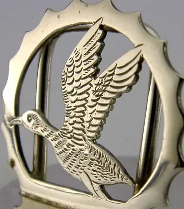 ENGLISH STERLING SILVER DUCK BIRD MENU HOLDER 1993 HUNTING SHOOTING STAMFORD