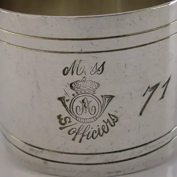 FRENCH MILITARY SILVER PLATED MESS S/OFFICERS NAPKIN RING c1900 ANTIQUE