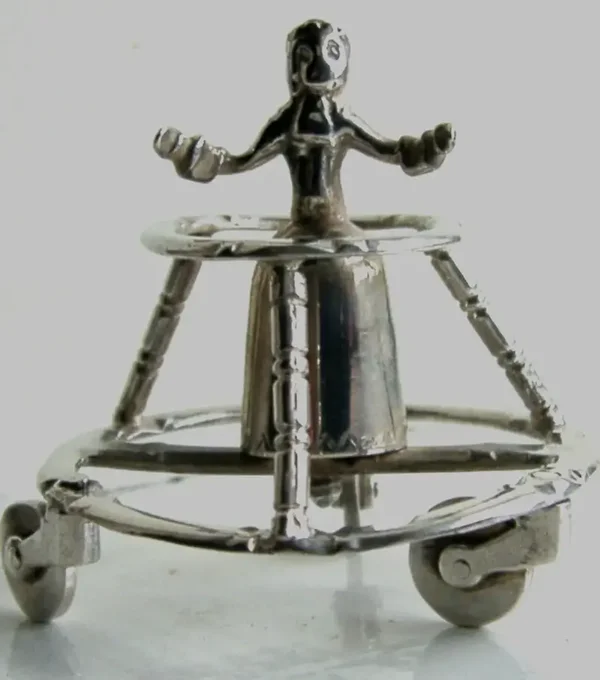 18th CENTURY DUTCH SILVER MINIATURE BABY in WALKER ANTIQUE c1750