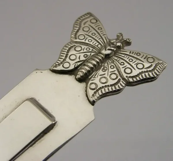 ENGLISH 1997 BUTTERFLY STERLING SILVER BOOKMARK PAGE MARKER BOXED MINT