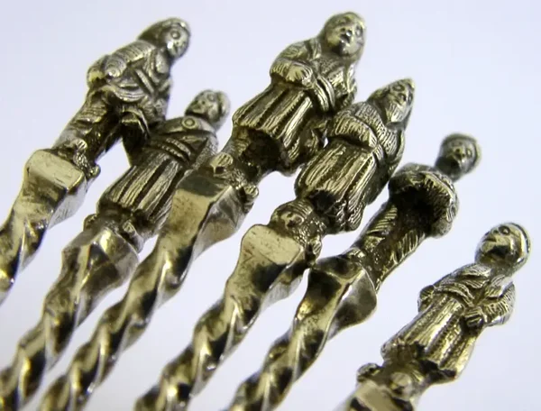 HEAVY 80g OTTOMAN TURKISH SOLID SILVER FIGURAL SPOONS c1900 ANTIQUE