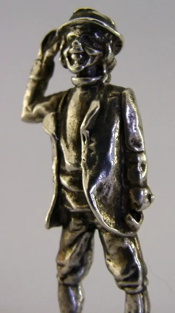 SOLID CAST STERLING SILVER CAPTAIN CUTTLE CHARLES DICKENS FIGURE 1976 40g