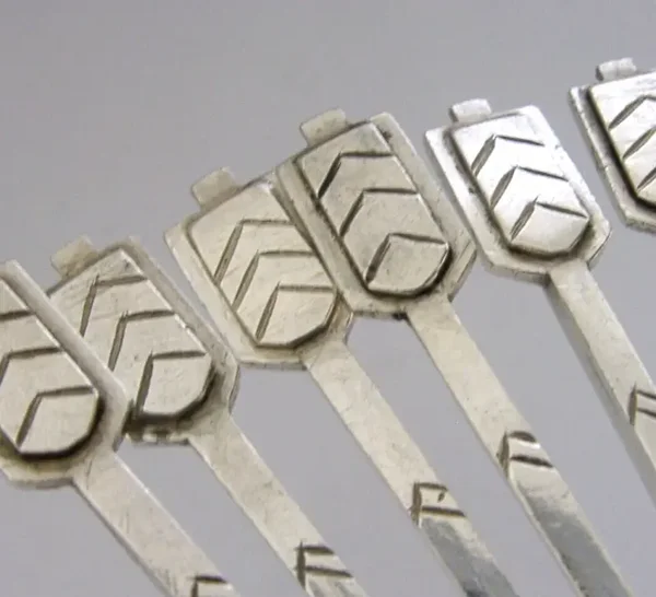 BEAUTIFUL 80g SOLID SILVER SPOONS c1940 ARTS & CRAFTS