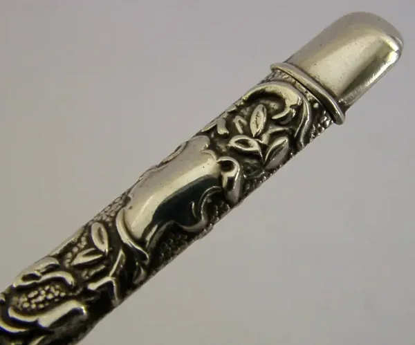 PRETTY ENGLISH STERLING SILVER NEEDLE CASE 1904 NEEDLEWORK SEWING