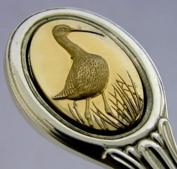 QUALITY SOLID STERLING SILVER CURLEW ANIMAL SPOON LONDON 1975 BIRD ANIMAL