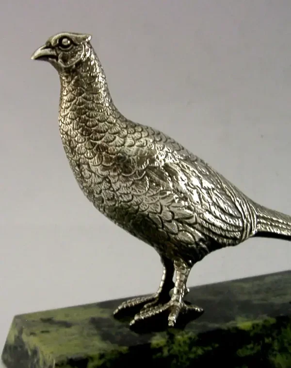 RARE STERLING SILVER DESK PHEASANT BIRD FIGURE 1970 HUNTING SHOOTING 430g