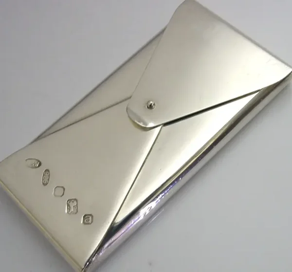 NOVELTY ENGLISH SOLID STERLING SILVER ENVELOPE CARD CASE 2000 STYLISH 62g