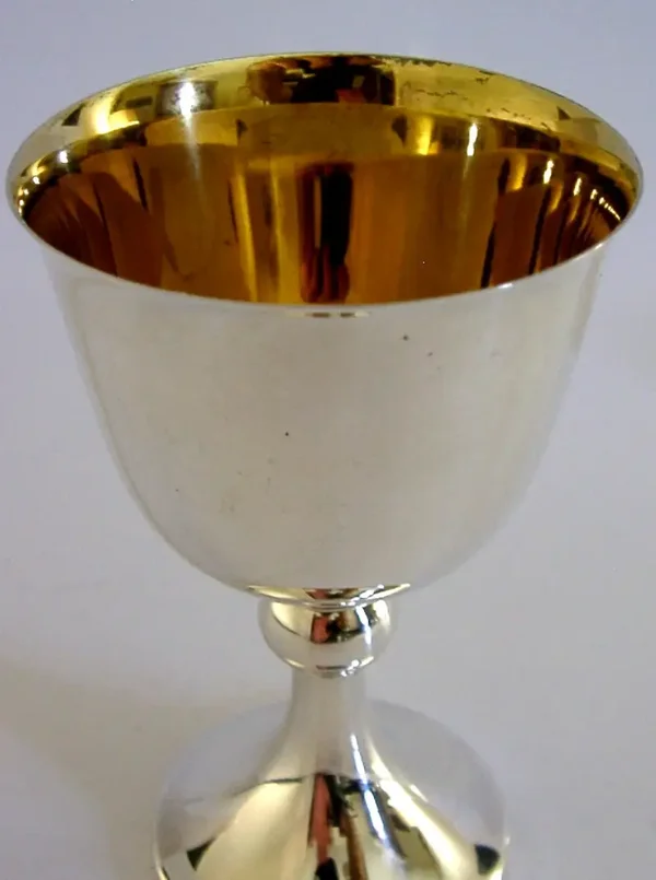 ENGLISH STERLING SILVER WINE GOBLET CHALICE CUP c1960 BARWARE