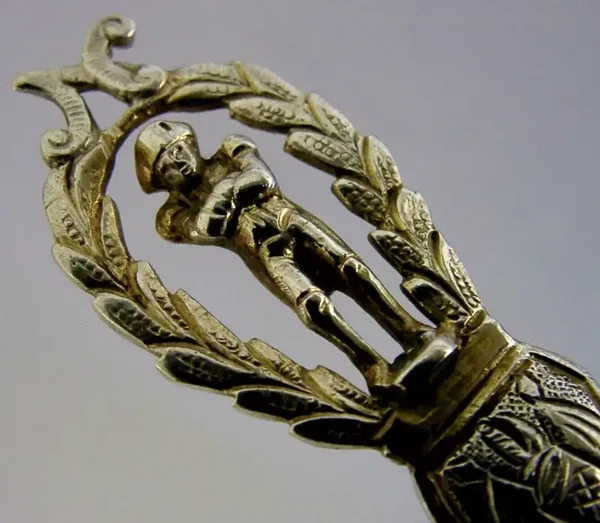 RARE GERMAN HANAU SOLID SILVER NAPOLEON SPOON c1900 ANTIQUE 20g