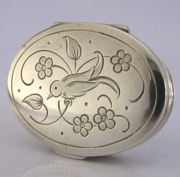 BEAUTIFUL DUTCH SOLID SILVER PILL BIRD BOX c1980s NETHERLANDS 14g