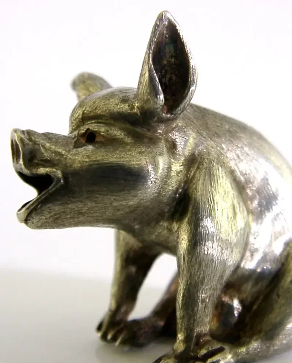 GOOD SIZED HEAVY 49g STERLING SILVER PIG FARM ANIMAL FIGURE 1993