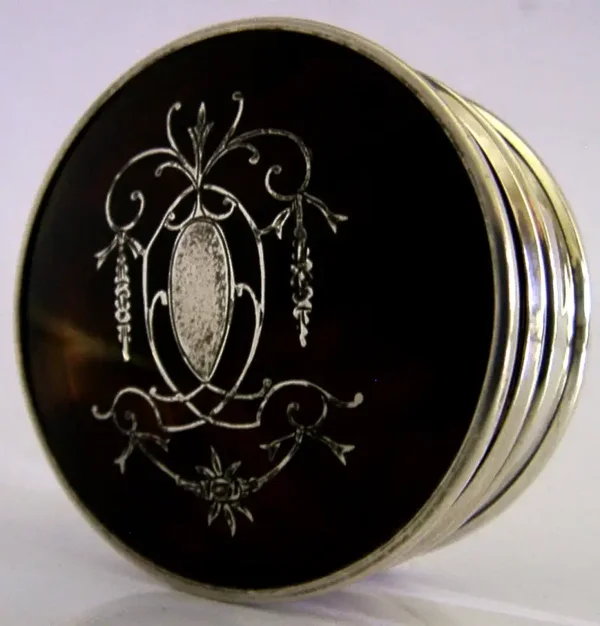 STERLING SILVER FAUX TORTOISESHELL BOX 1922 ANTIQUE