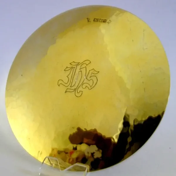112g 5.5inch STUNNING STERLING SILVER GILT PATEN WAFER DISH 1964 RELIGIOUS