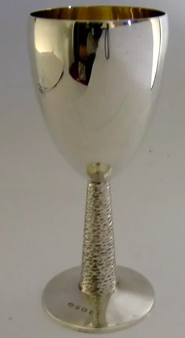 MODERNIST ENGLISH STERLING SILVER WINE GOBLET CHALICE CUP 1993 BARWARE 121g
