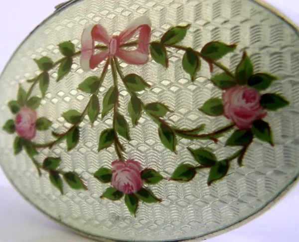 STUNNING STERLING SILVER ENAMEL BOX 1911 ANTIQUE