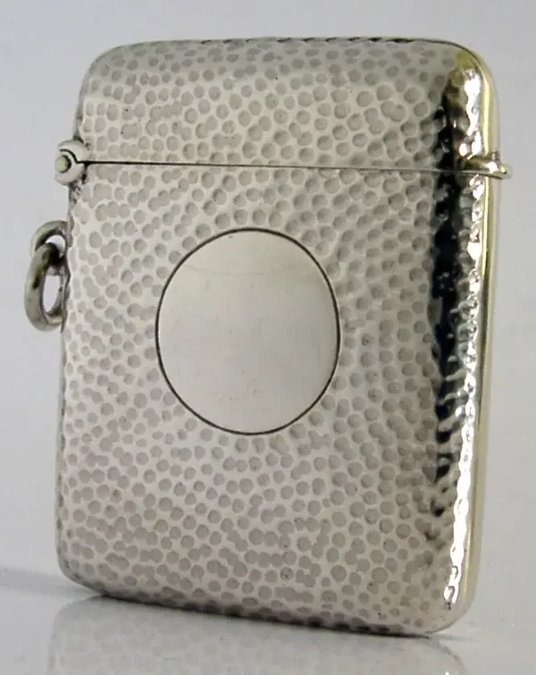 ENGLISH SOLID STERLING SILVER PLANISHED VESTA MATCH CASE 1904 ANTIQUE